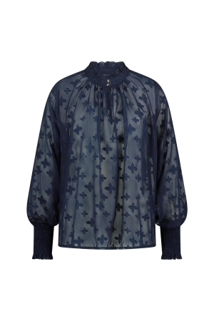 NUKUS Marbella Blouse Flower 70 navy