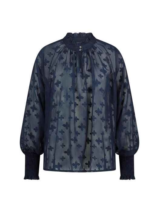 NUKUS Marbella Blouse Flower 70 navy
