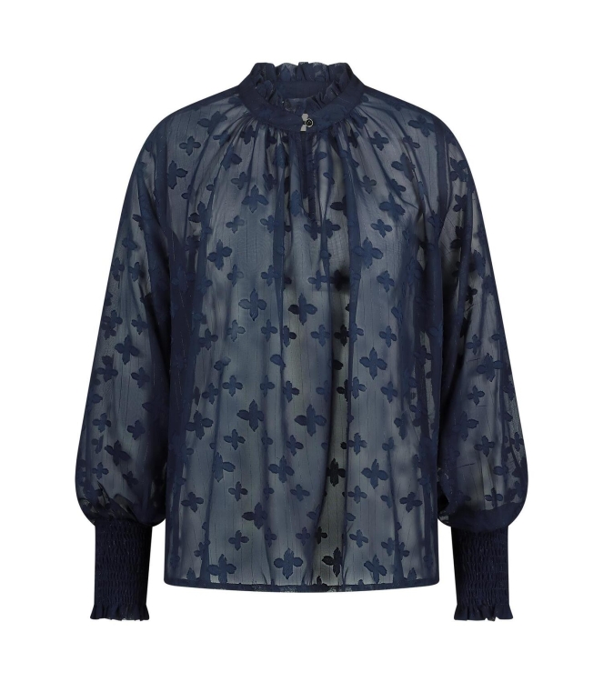 NUKUS Marbella Blouse Flower 70 navy