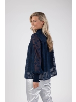 NUKUS Marbella Blouse Flower 70 navy