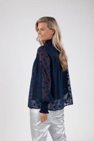 NUKUS Marbella Blouse Flower 70 navy