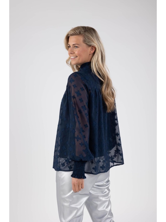 NUKUS Marbella Blouse Flower 70 navy