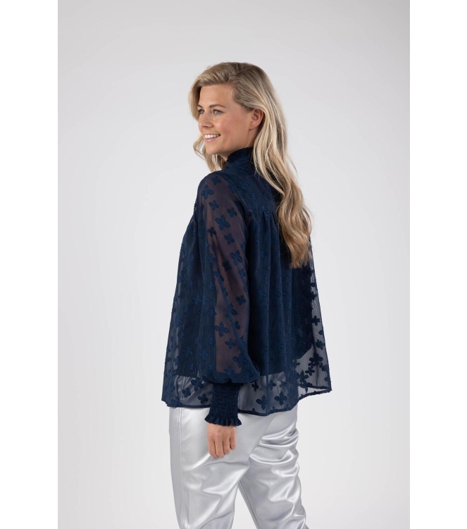 NUKUS Marbella Blouse Flower 70 navy