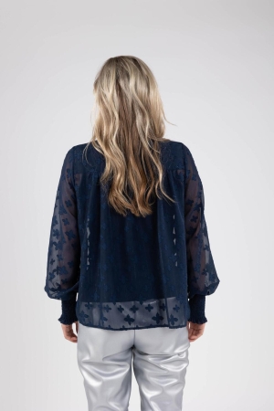 NUKUS Marbella Blouse Flower 70 navy