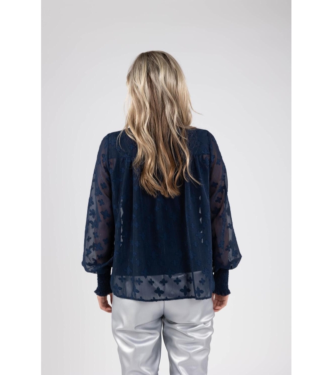 NUKUS Marbella Blouse Flower 70 navy