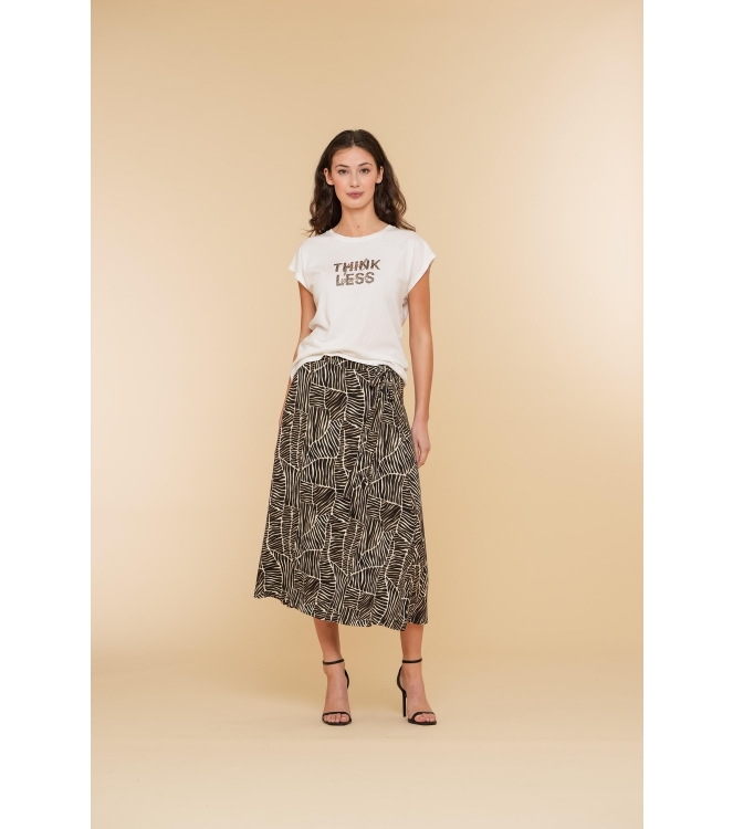 Geisha Skirt long with strap AOP Off white