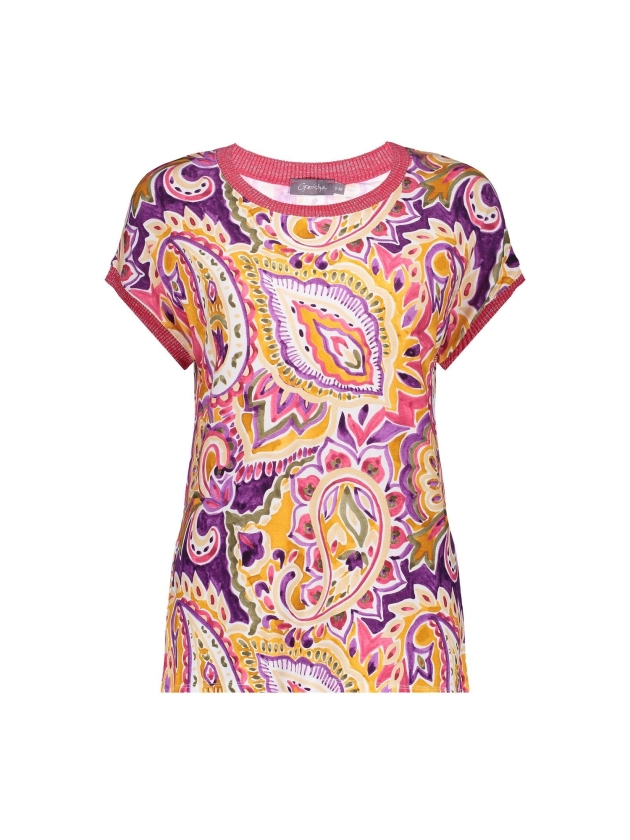 Geisha T-shirt AOP fancy rib 380 Purple