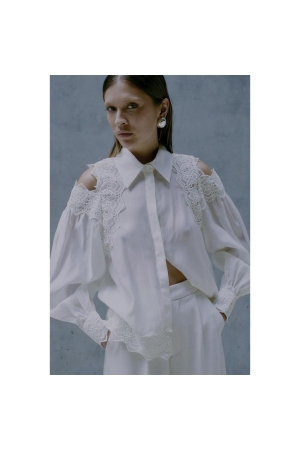 Copenhagen Muse Shirt with lace Jet Stream