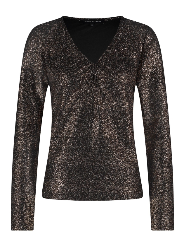 Tramontana Top V- Neck Gold Sparkle 9000 Black