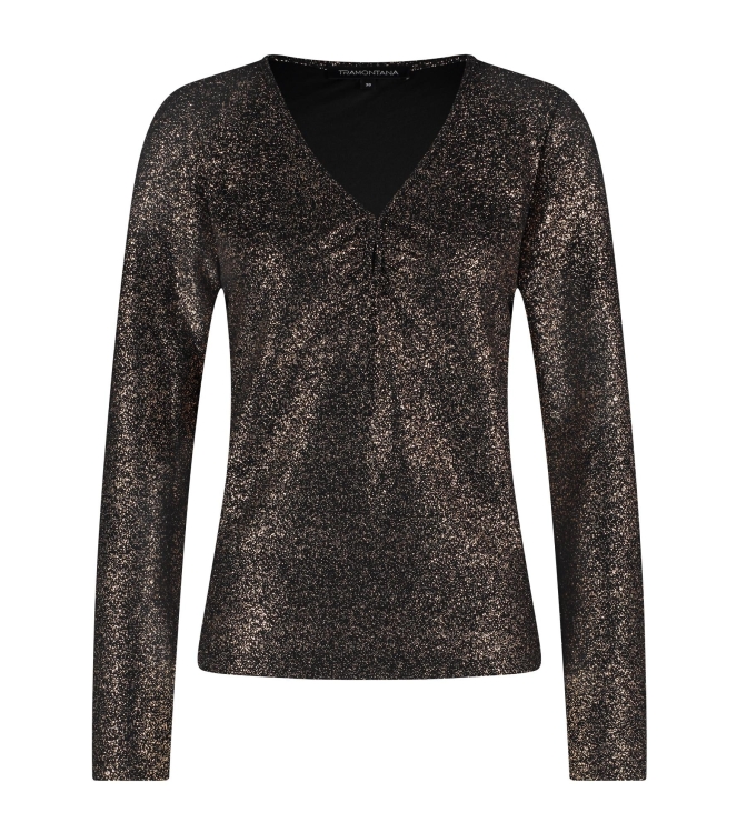 Tramontana Top V- Neck Gold Sparkle 9000 Black
