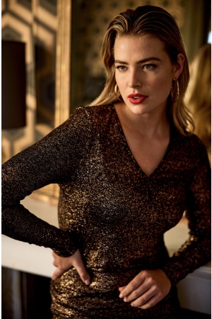Tramontana Top V- Neck Gold Sparkle 9000 Black