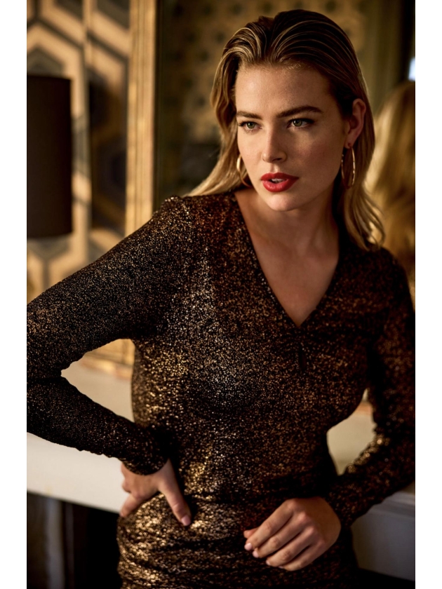 Tramontana Top V- Neck Gold Sparkle 9000 Black