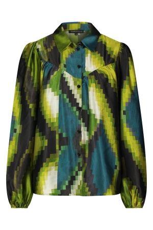 Tramontana Blouse Pixeled Forest 009996- Print Greens