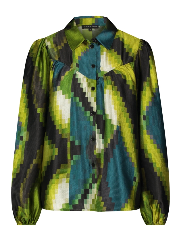 Tramontana Blouse Pixeled Forest 009996- Print Greens