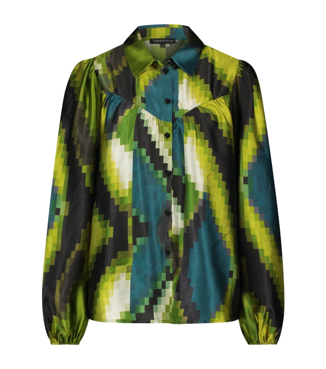 Tramontana Blouse Pixeled Forest 009996- Print Greens