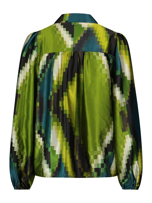 Tramontana Blouse Pixeled Forest 009996- Print Greens