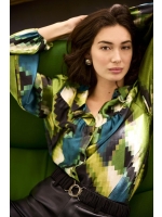 Tramontana Blouse Pixeled Forest 009996- Print Greens
