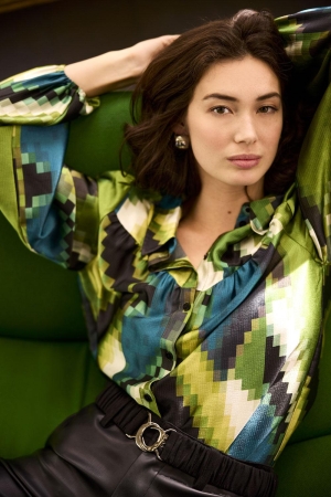 Tramontana Blouse Pixeled Forest 009996- Print Greens