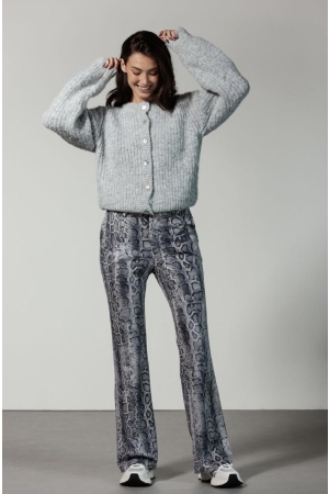 Tramontana Trousers Suedine Grey Snake 009997-Print grey