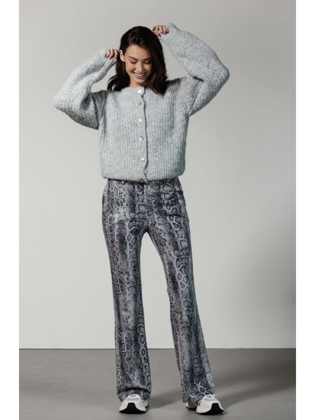 Tramontana Trousers Suedine Grey Snake 009997-Print grey