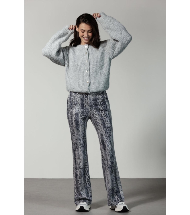 Tramontana Trousers Suedine Grey Snake 009997-Print grey