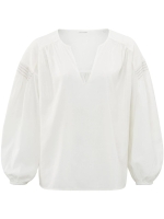 Yaya Woven longsleeve top with vnec 14800 Blanck de blanck white