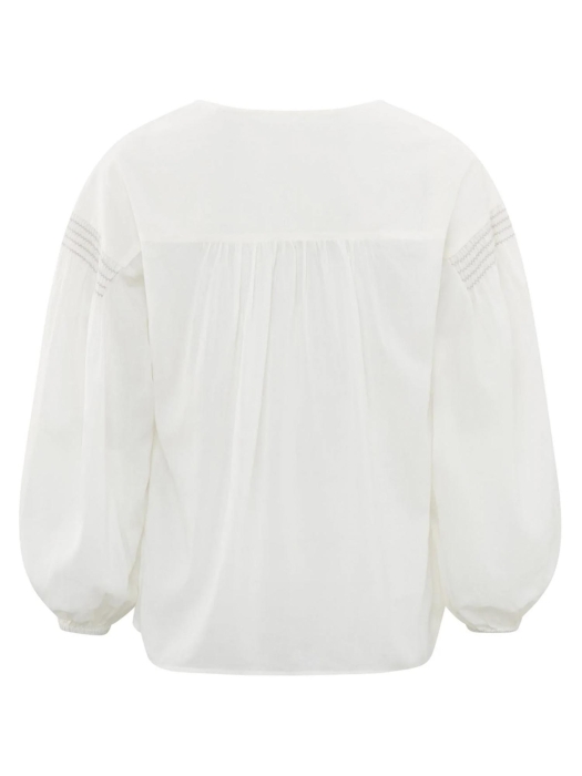 Yaya Woven longsleeve top with vnec 14800 Blanck de blanck white