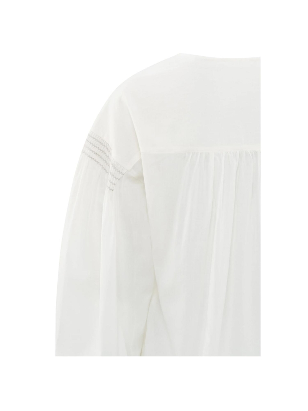 Yaya Woven longsleeve top with vnec 14800 Blanck de blanck white