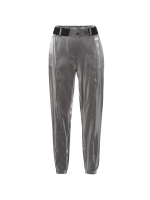 Yaya WOVEN METALLIC WIDE LEG TROUSE Anthracite silver