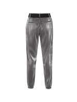 Yaya WOVEN METALLIC WIDE LEG TROUSE Anthracite silver