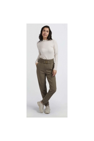 Yaya Woven high waist trousers with 81304 Falcon brown