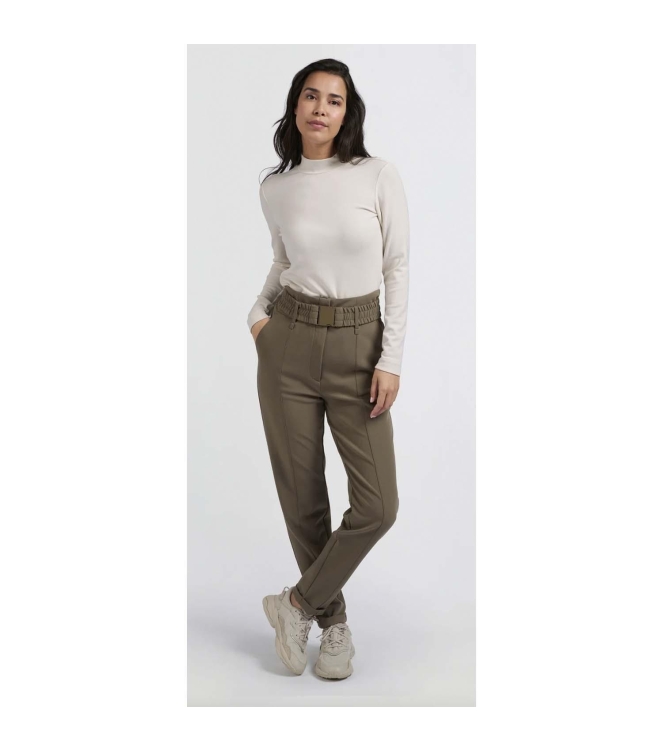 Yaya Woven high waist trousers with 81304 Falcon brown
