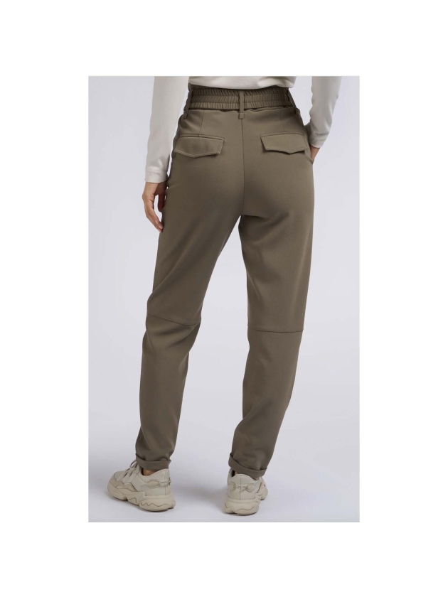Yaya Woven high waist trousers with 81304 Falcon brown