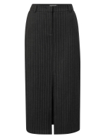 Yaya Soft woven pinstripe midi skir 999441 Anthracite dessin