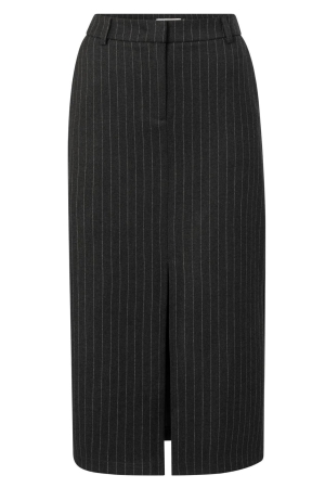 Yaya Soft woven pinstripe midi skir 999441 Anthracite dessin