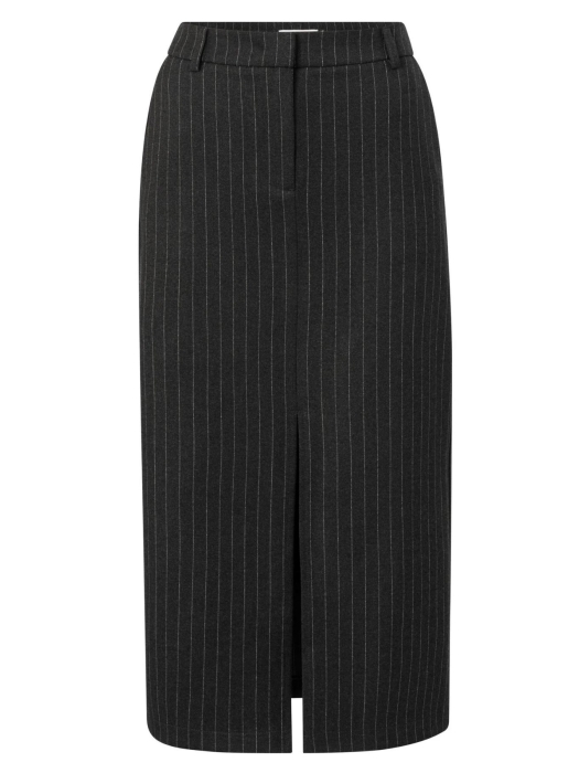 Yaya Soft woven pinstripe midi skir 999441 Anthracite dessin