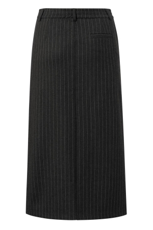 Yaya Soft woven pinstripe midi skir 999441 Anthracite dessin