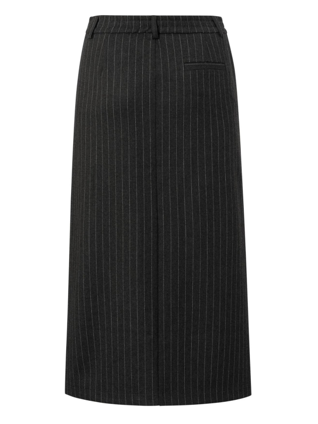 Yaya Soft woven pinstripe midi skir 999441 Anthracite dessin