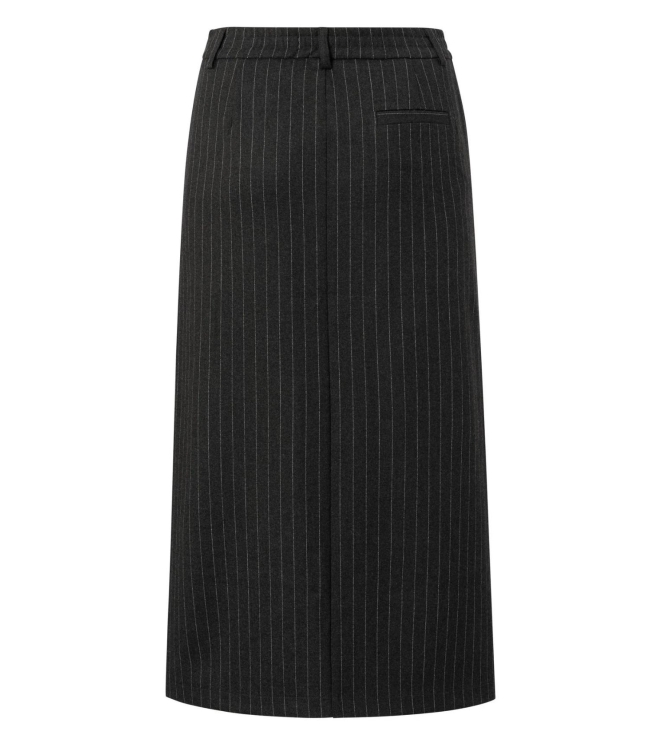 Yaya Soft woven pinstripe midi skir 999441 Anthracite dessin
