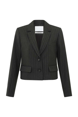 Yaya Short soft pinstripe blazer 999441 Anthracite dessin