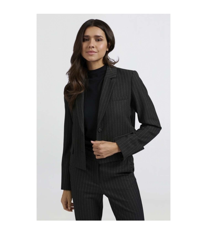 Yaya Short soft pinstripe blazer 999441 Anthracite dessin