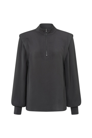 Yaya Turtle top w. zip Anthracite silver