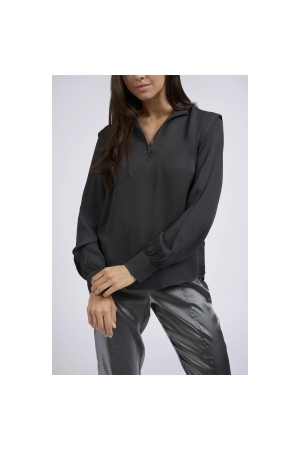 Yaya Turtle top w. zip Anthracite silver