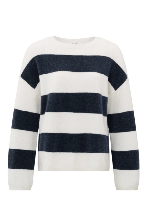 Yaya Oversized block stripe sweater 106021 Off white dessin