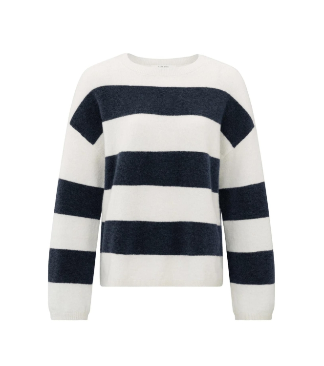 Yaya Oversized block stripe sweater 106021 Off white dessin