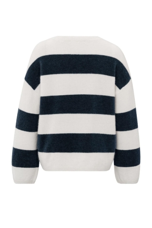 Yaya Oversized block stripe sweater 106021 Off white dessin