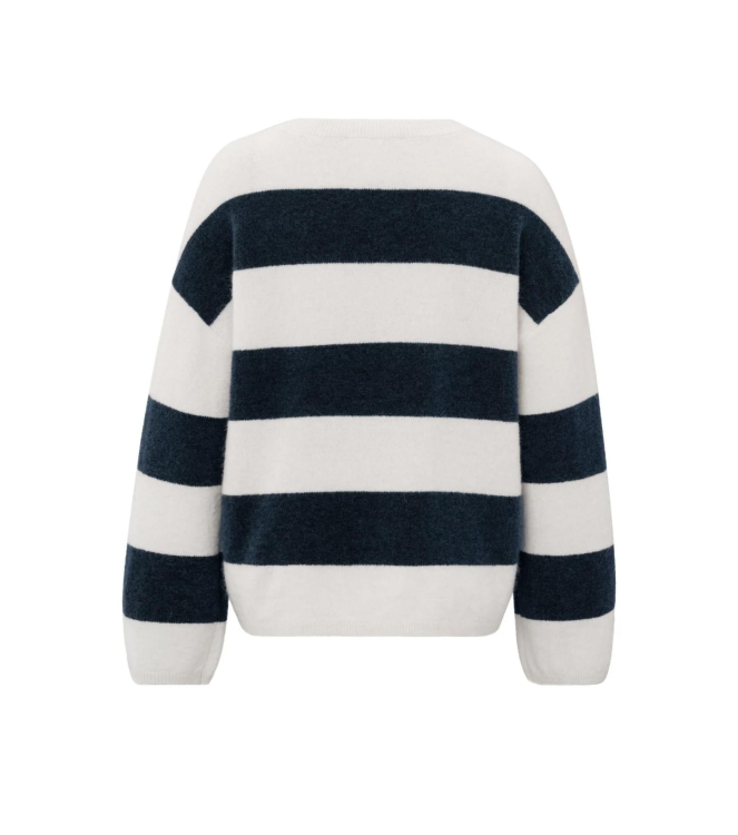 Yaya Oversized block stripe sweater 106021 Off white dessin
