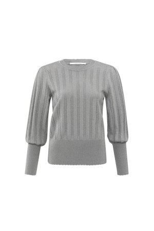 Yaya Lurex pointelle sweater light metal grey