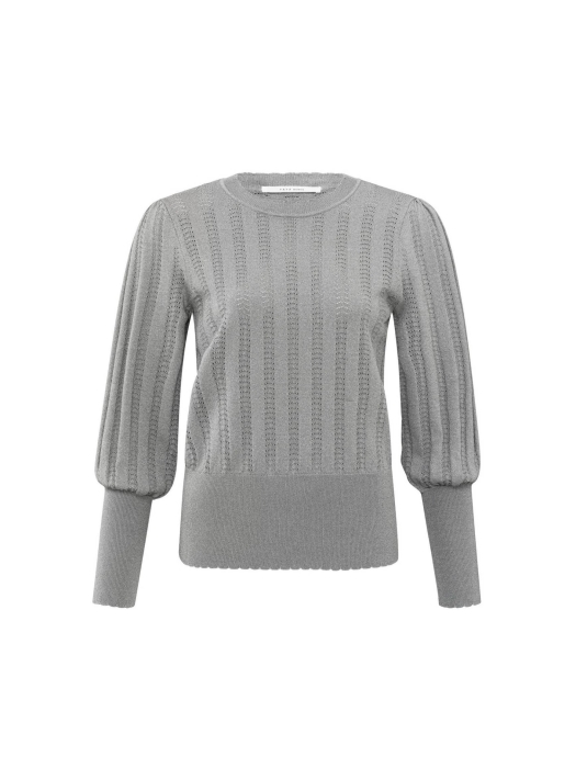 Yaya Lurex pointelle sweater light metal grey