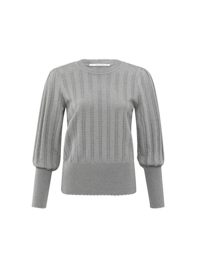 Yaya Lurex pointelle sweater light metal grey